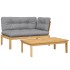 Set de sofás de palets de jardín y cojines 2 pzas madera