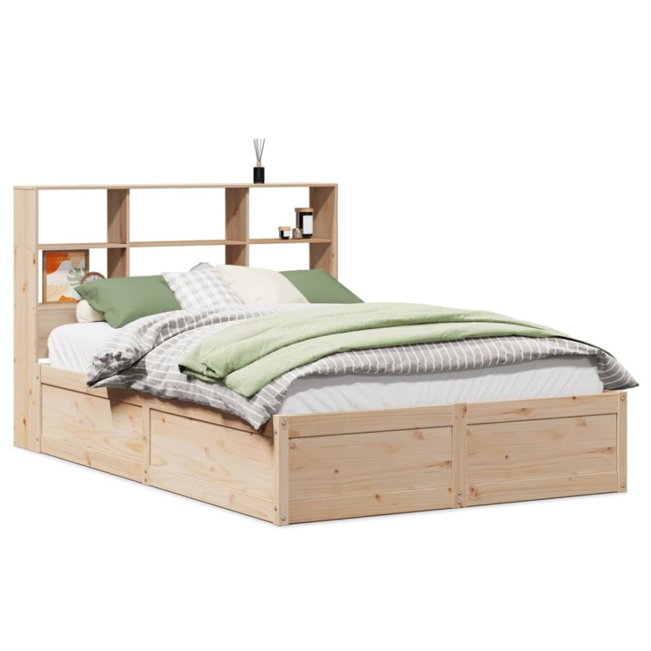 Estructura de cama sin colchón madera de pino blanca 140x200