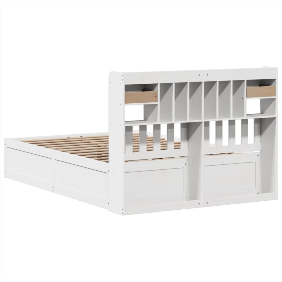Estructura de cama sin colchón madera de pino blanca 140x200