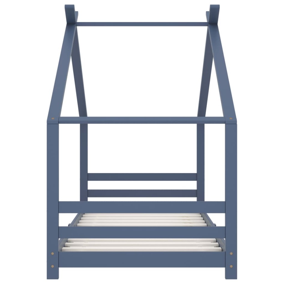 Estructura de cama infantil madera maciza pino gris 90x200