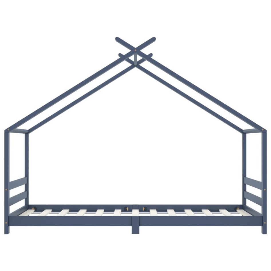 Estructura de cama infantil madera maciza pino gris 90x200