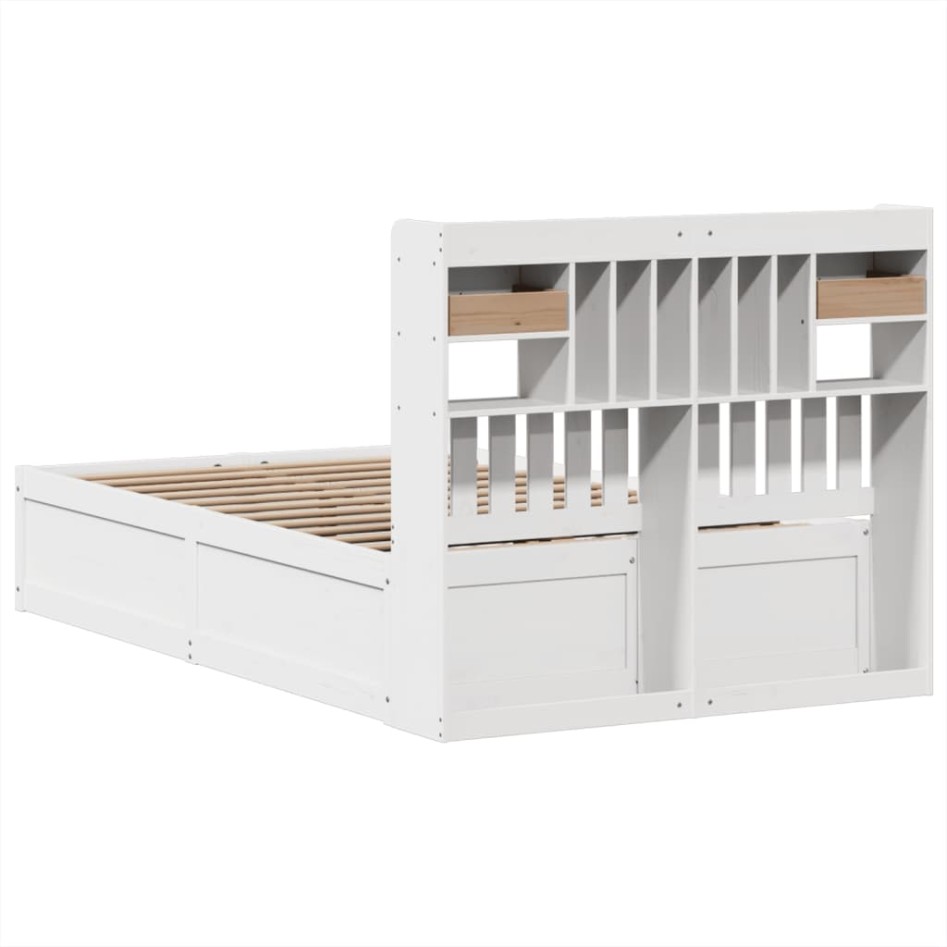 Estructura de cama sin colchón madera de pino blanco 135x190
