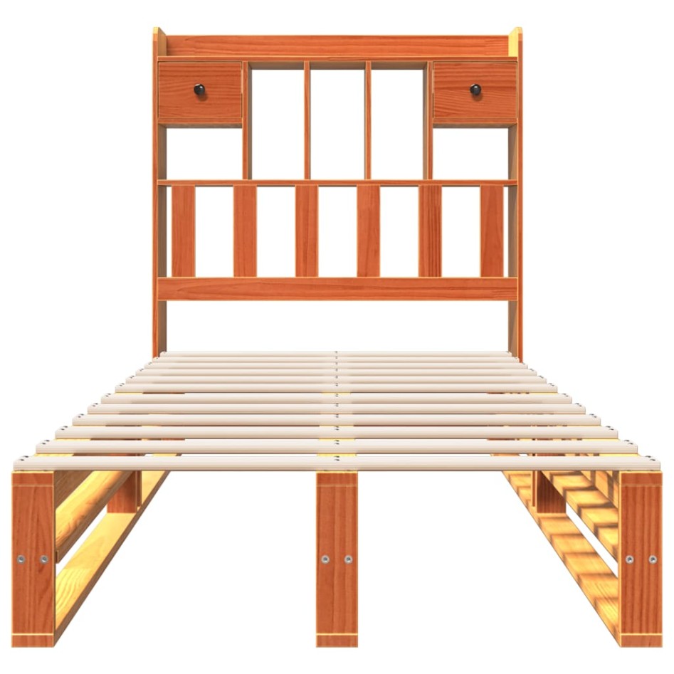 Sofá con estantería sin colchón madera maciza marrón 90x200