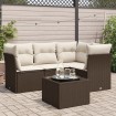 Set comedor de jardín 5 piezas y cojines ratán sintético marrón