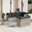 Set de sofás de jardín 8 pzas y cojines ratán sintético gris