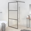 Mampara de ducha vidrio ESG semiesmerilado negro 115x195 cm