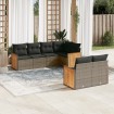 Set de sofás de jardín 7 piezas con cojines ratán PE gris