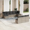 Set de sofás de jardín 10 pzas con cojines ratán sintético gris