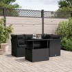 Set de muebles de jardín 5 pzas y cojines ratán sintético negro