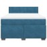Cama box spring con colchón terciopelo azul oscuro 140x190