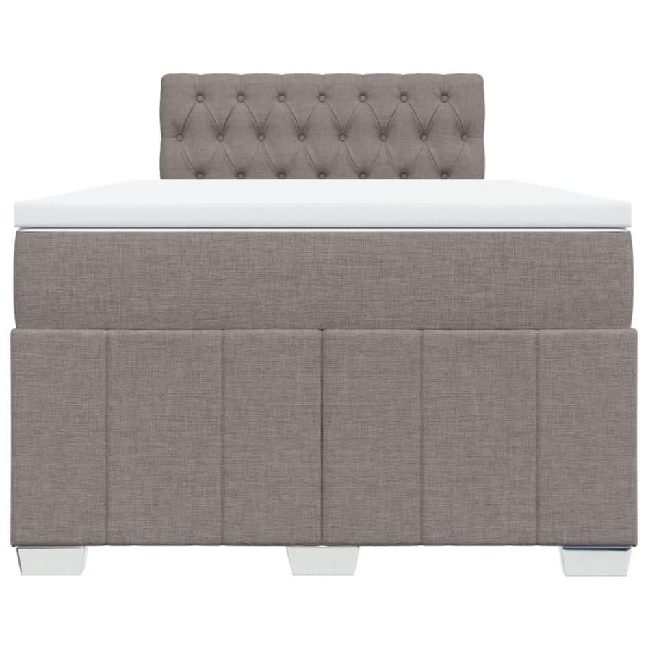 Cama box spring con colchón tela gris taupe 120x200