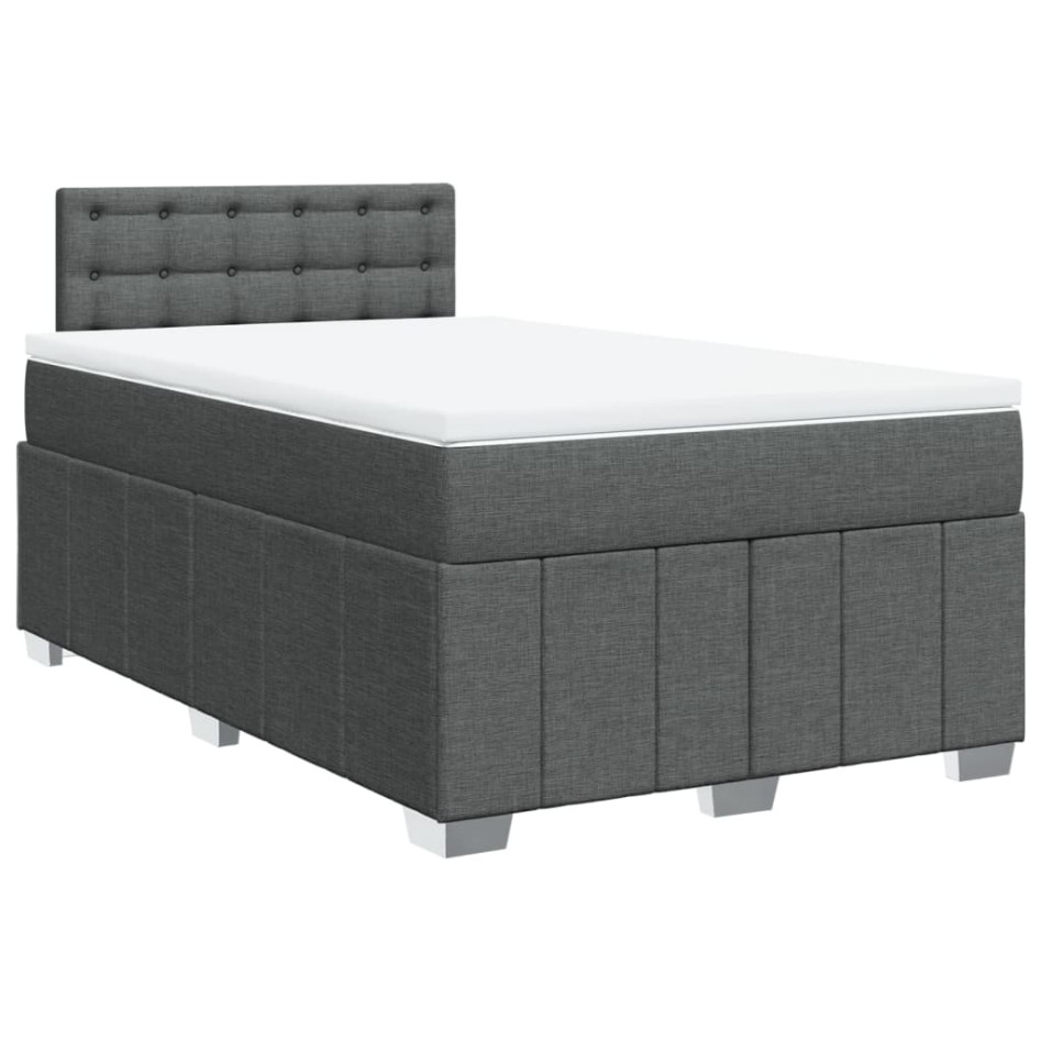 Cama box spring con colchón tela gris oscuro 120x200