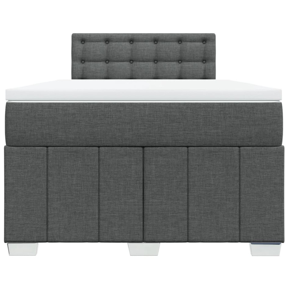 Cama box spring con colchón tela gris oscuro 120x200