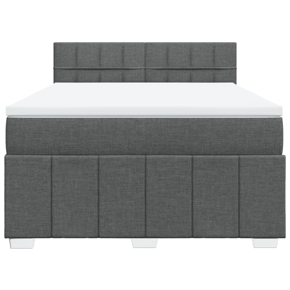 Cama box spring con colchón tela gris oscuro 140x200