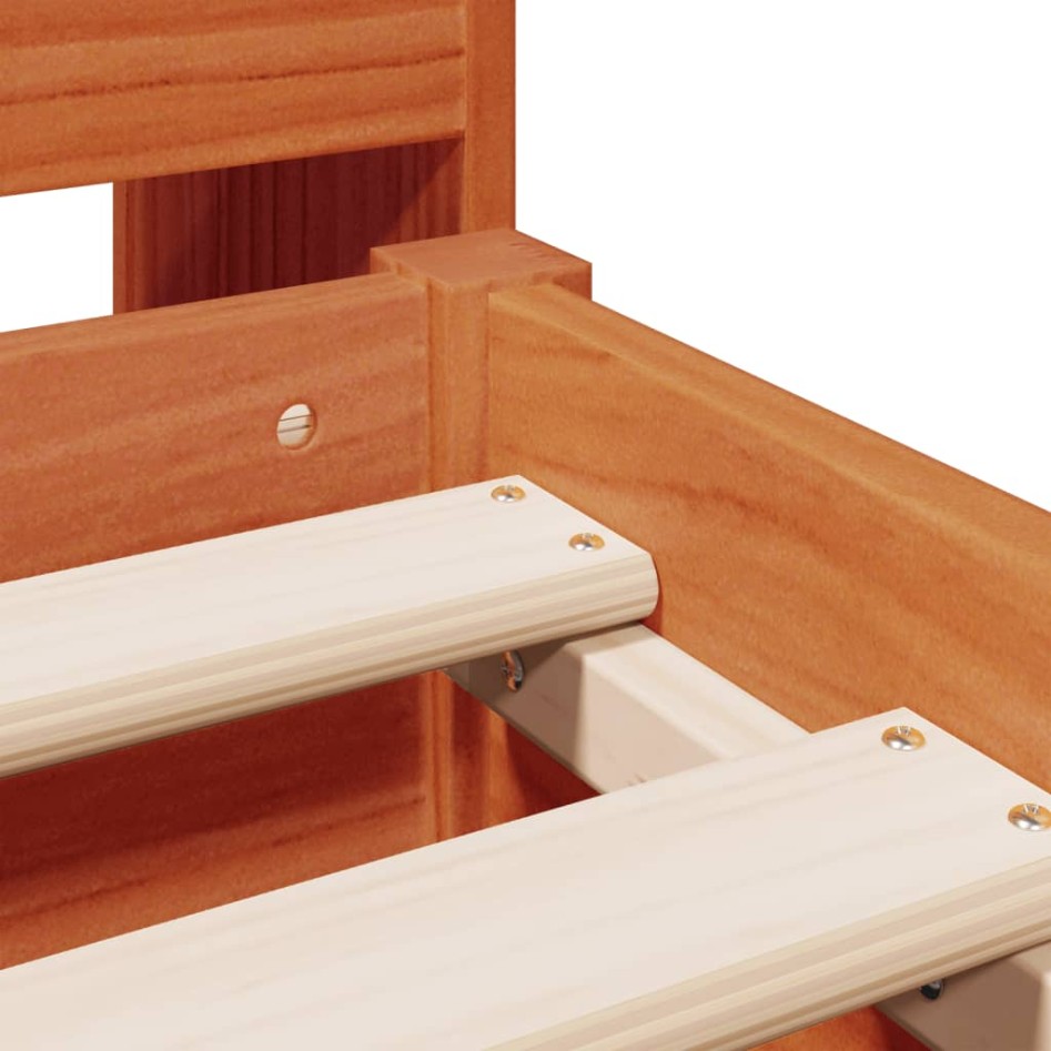 Cama con estantería sin colchón madera maciza marrón 160x200