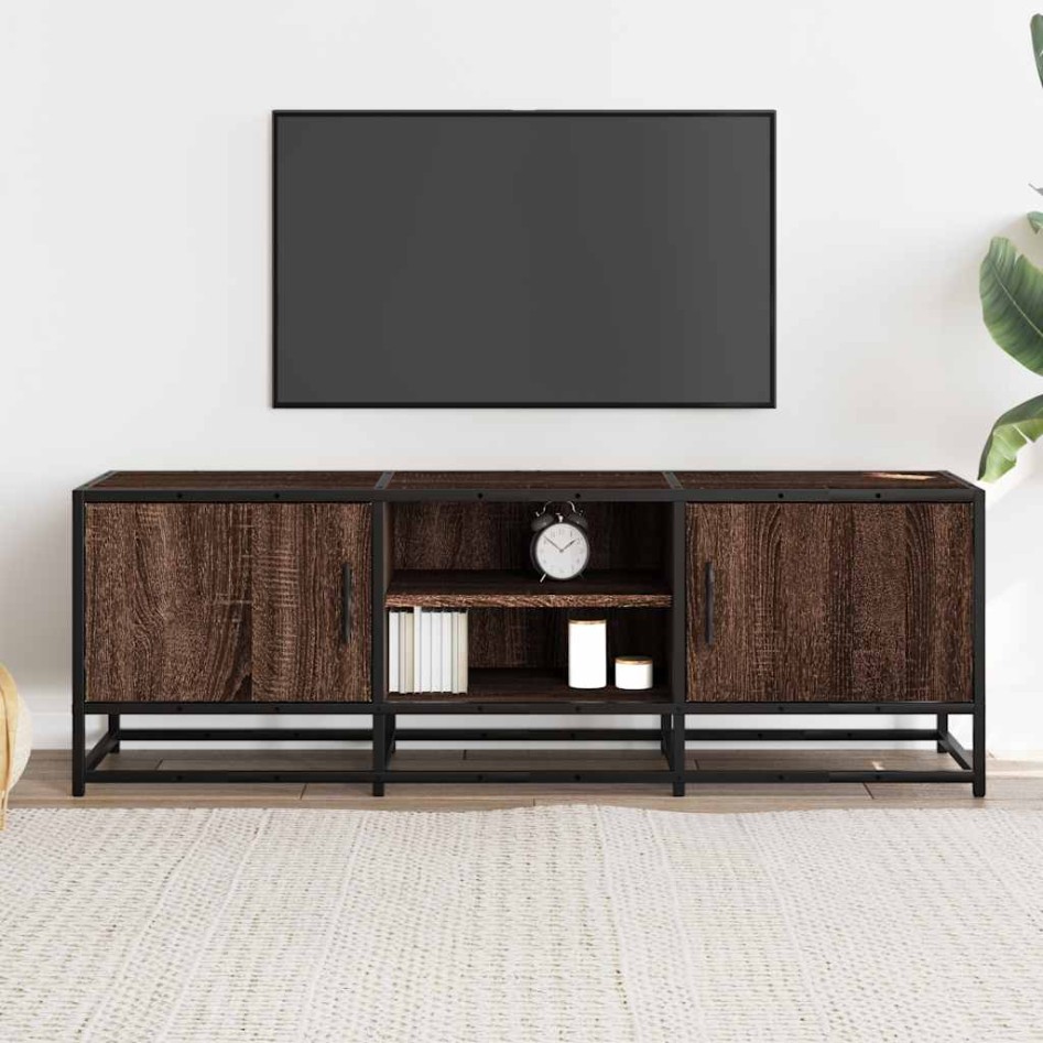 Mueble TV metal y madera ingeniería marrón roble 120x35x41