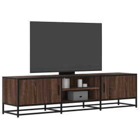 Mueble TV metal y madera ingeniería marrón roble 160x35x41
