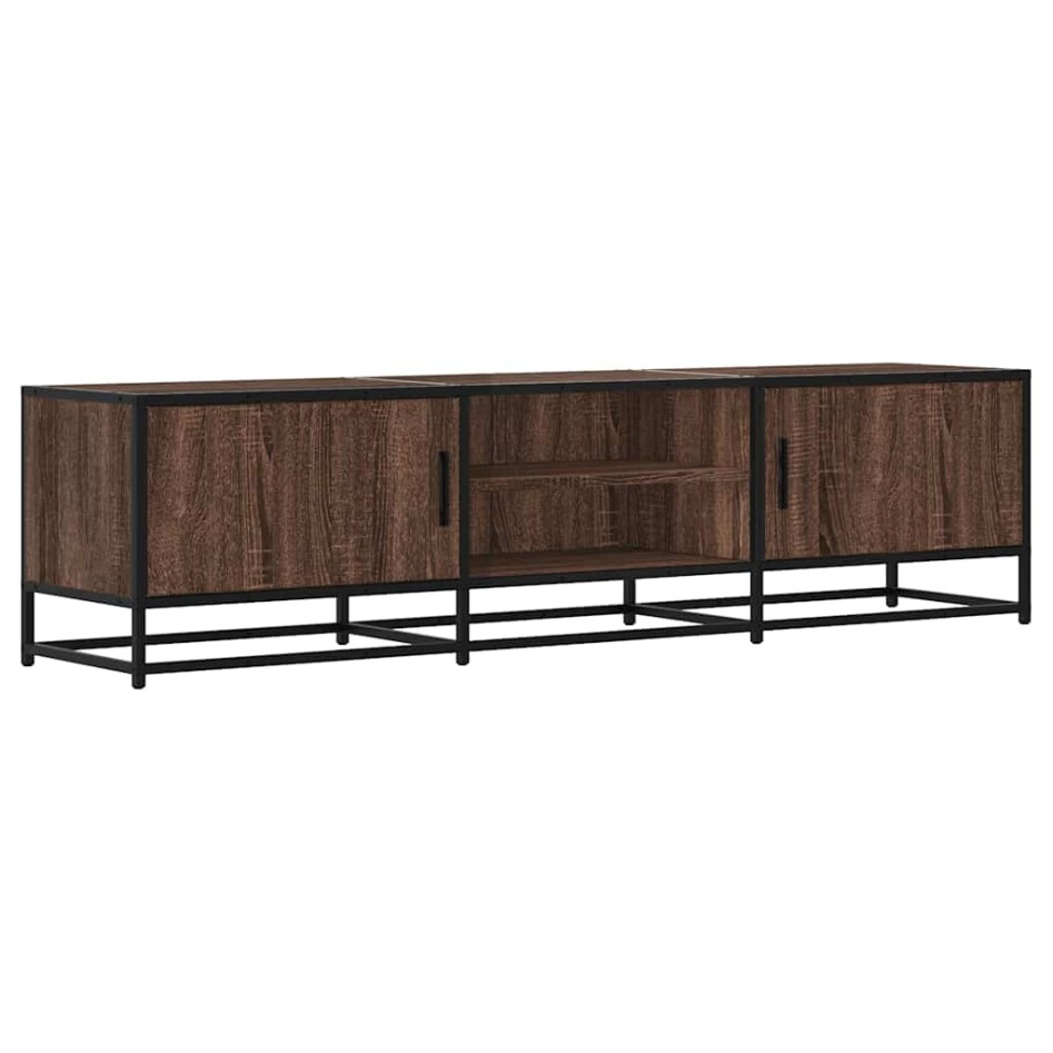 Mueble TV metal y madera ingeniería marrón roble 160x35x41