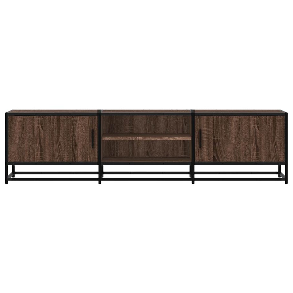 Mueble TV metal y madera ingeniería marrón roble 160x35x41
