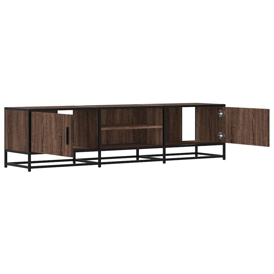 Mueble TV metal y madera ingeniería marrón roble 160x35x41