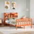 Cama con estantería sin colchón madera maciza marrón