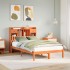 Cama con estantería sin colchón madera maciza marrón