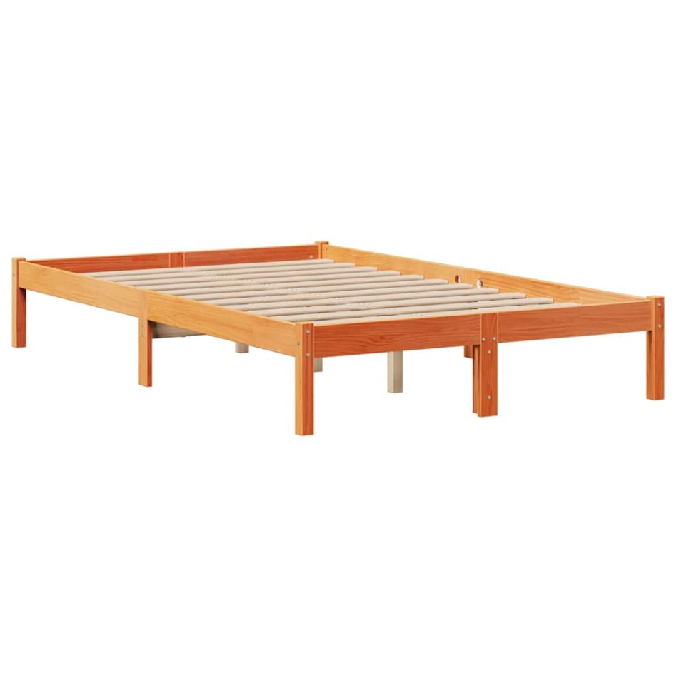 Cama con estantería sin colchón madera maciza marrón