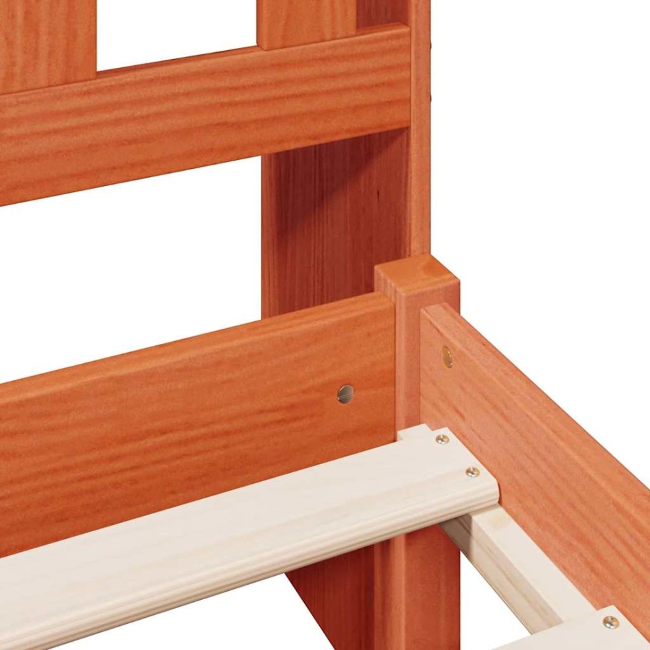 Cama con estantería sin colchón madera maciza marrón