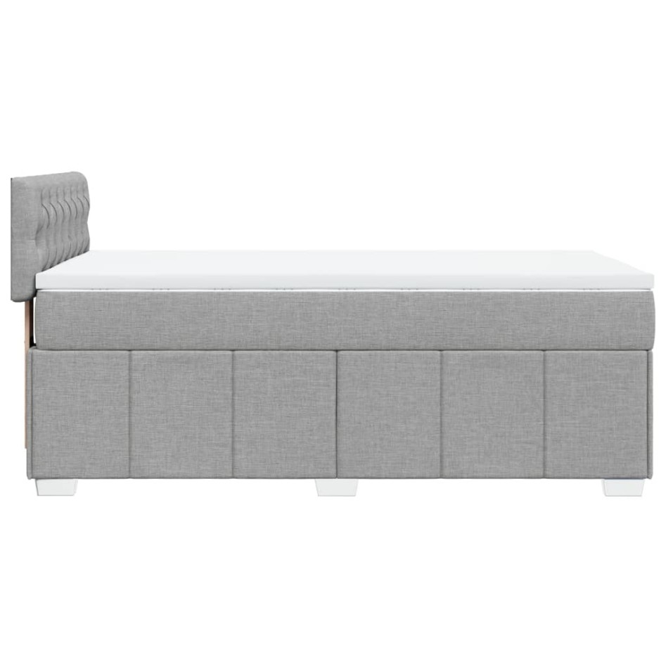 Cama box spring con colchón tela gris claro 80x200