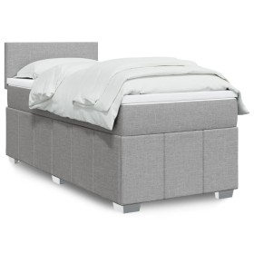 Cama box spring con colchón tela gris claro 90x190