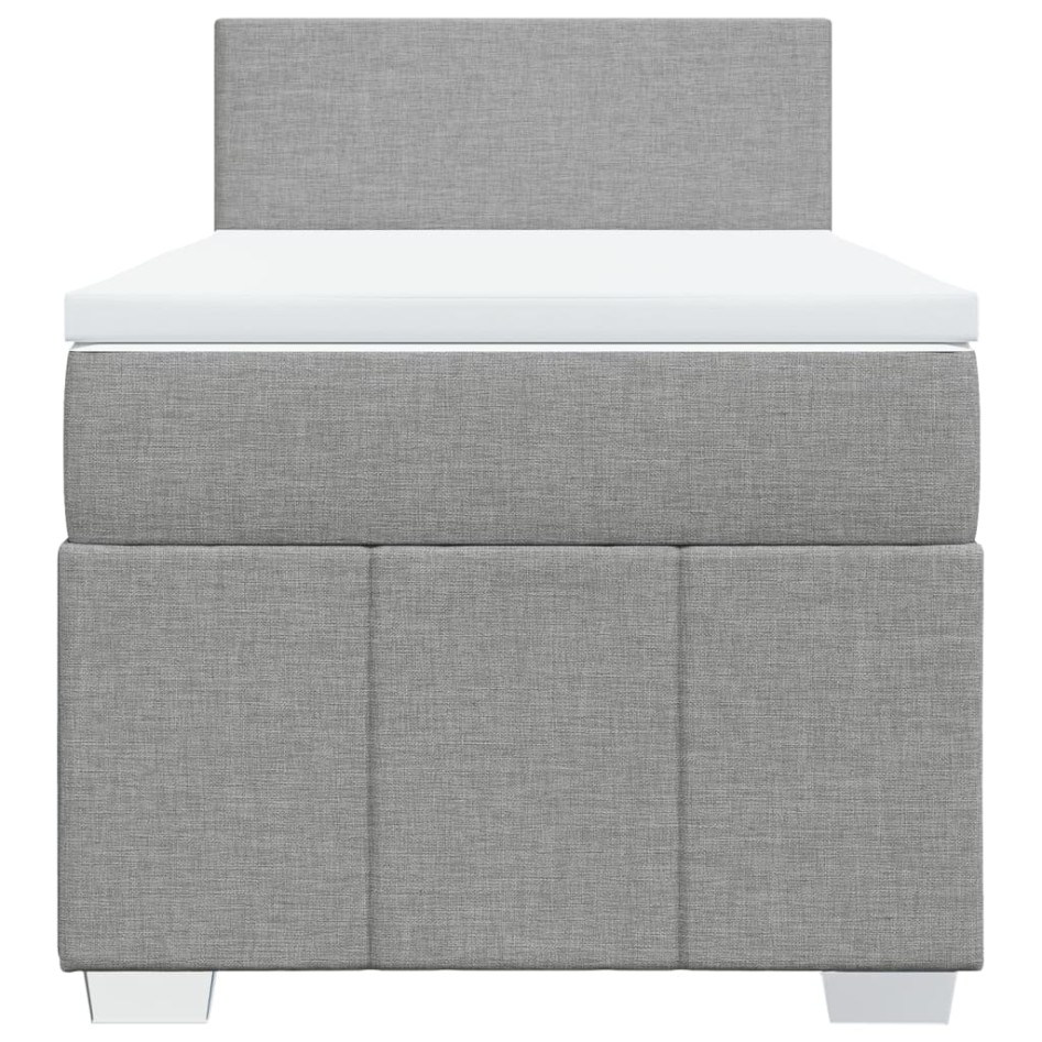 Cama box spring con colchón tela gris claro 90x190