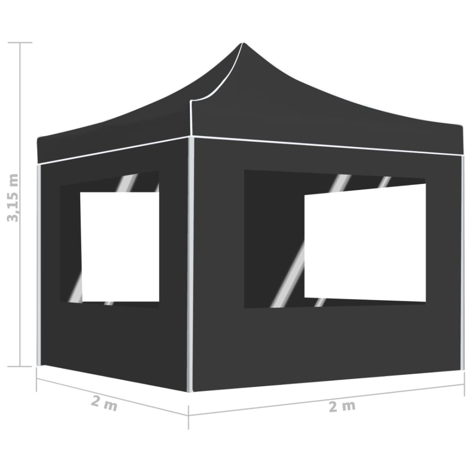 Carpa plegable profesional con paredes aluminio gris 2x2