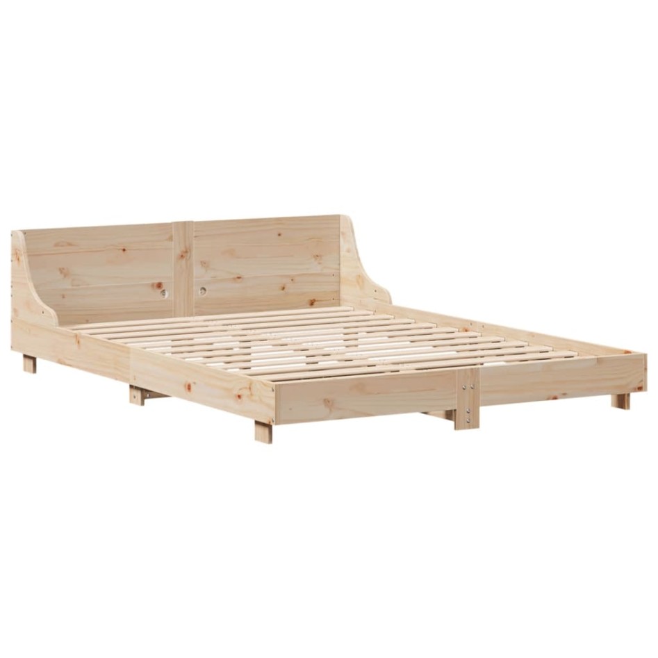 Estructura de cama sin colchón madera de pino blanca 140x200
