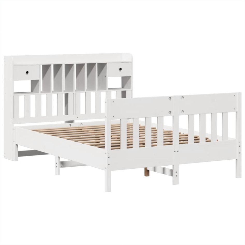 Estructura de cama sin colchón madera de pino blanca 140x200