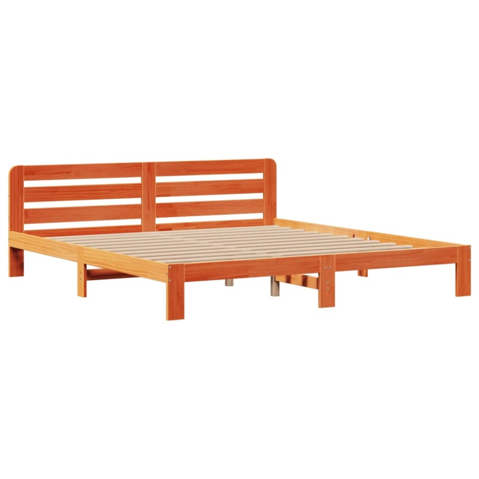 Cama con estantería sin colchón madera maciza marrón