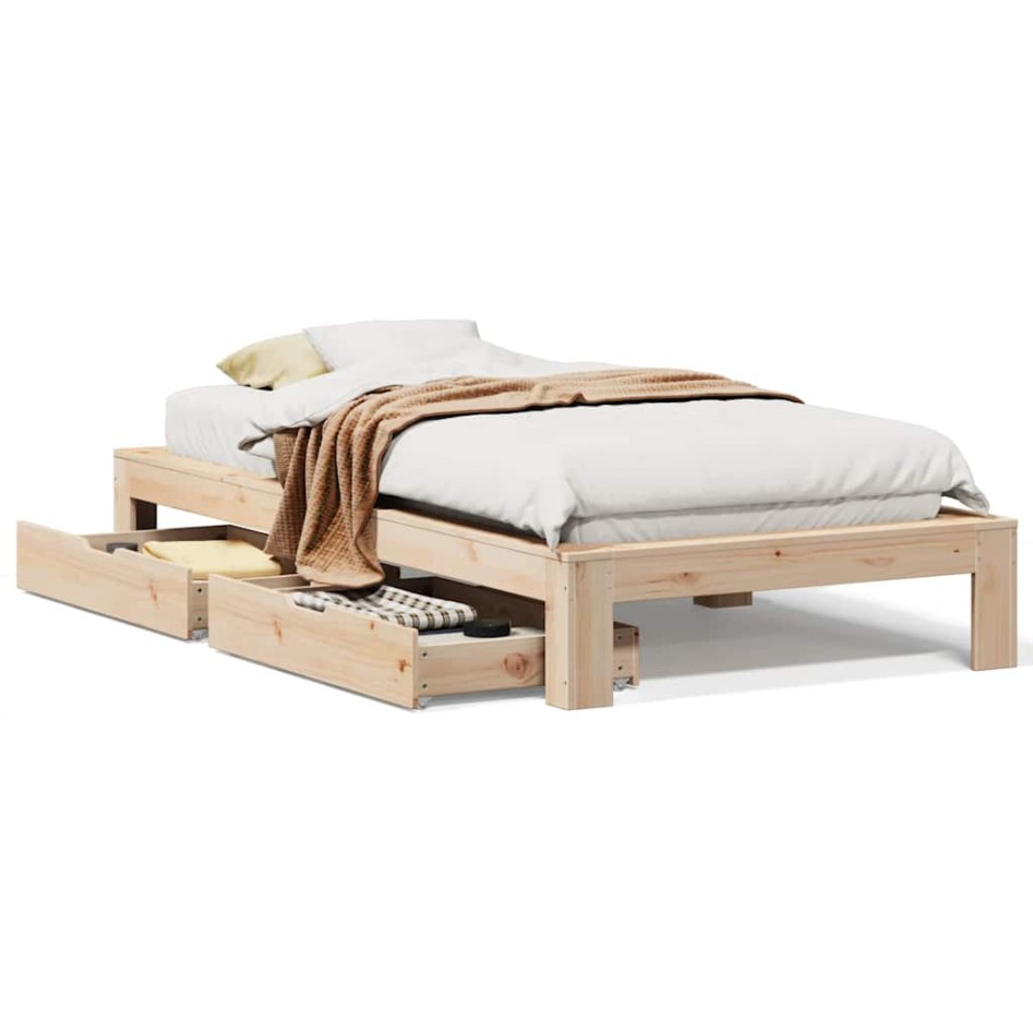 Estructura de cama sin colchón madera maciza de pino 90x190