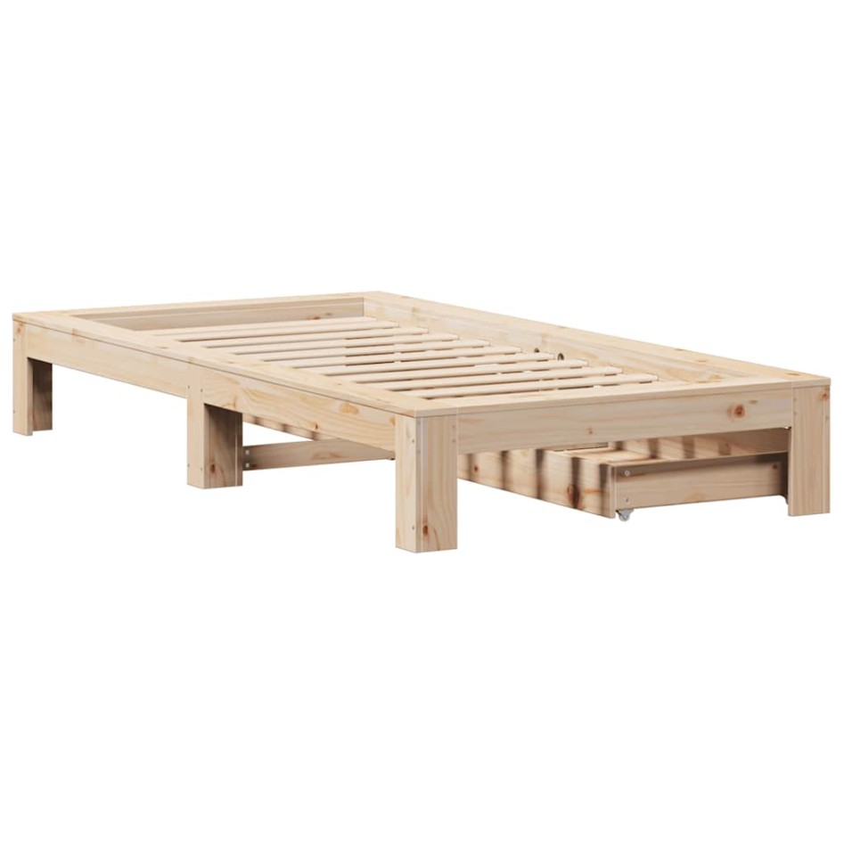 Estructura de cama sin colchón madera maciza de pino 90x190