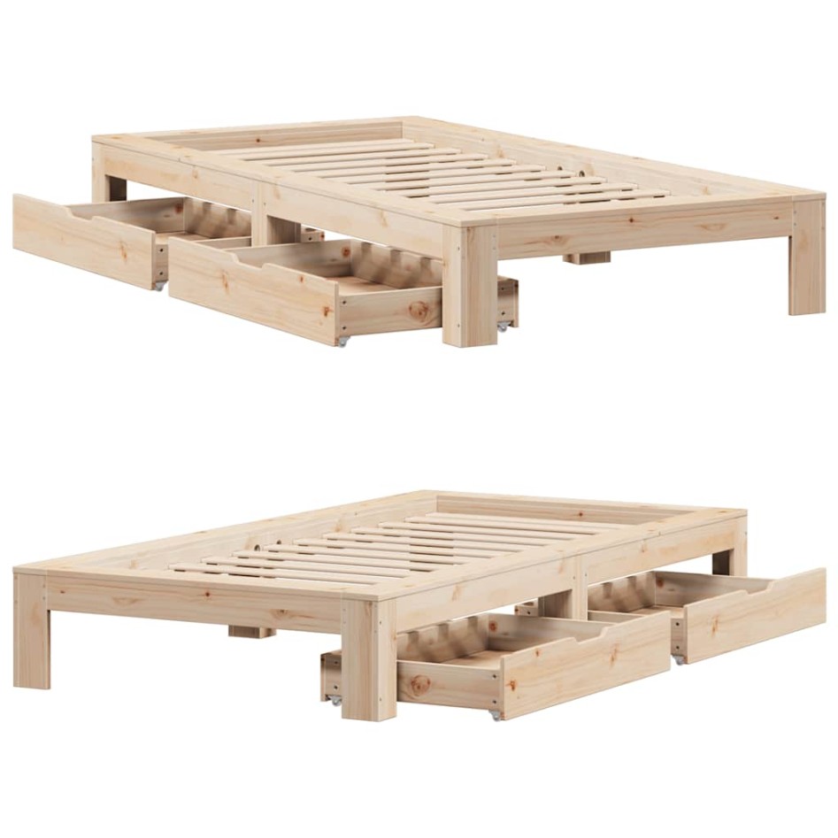 Estructura de cama sin colchón madera maciza de pino 90x190