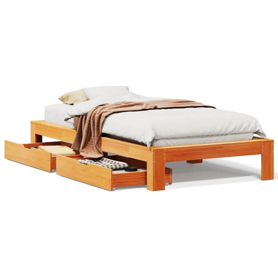 Estructura de cama sin colchón madera maciza marrón 90x190