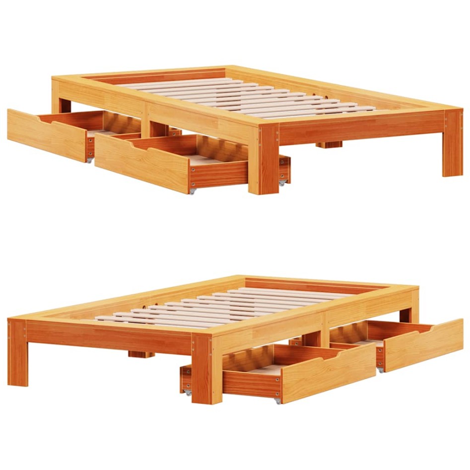 Estructura de cama sin colchón madera maciza marrón 90x190