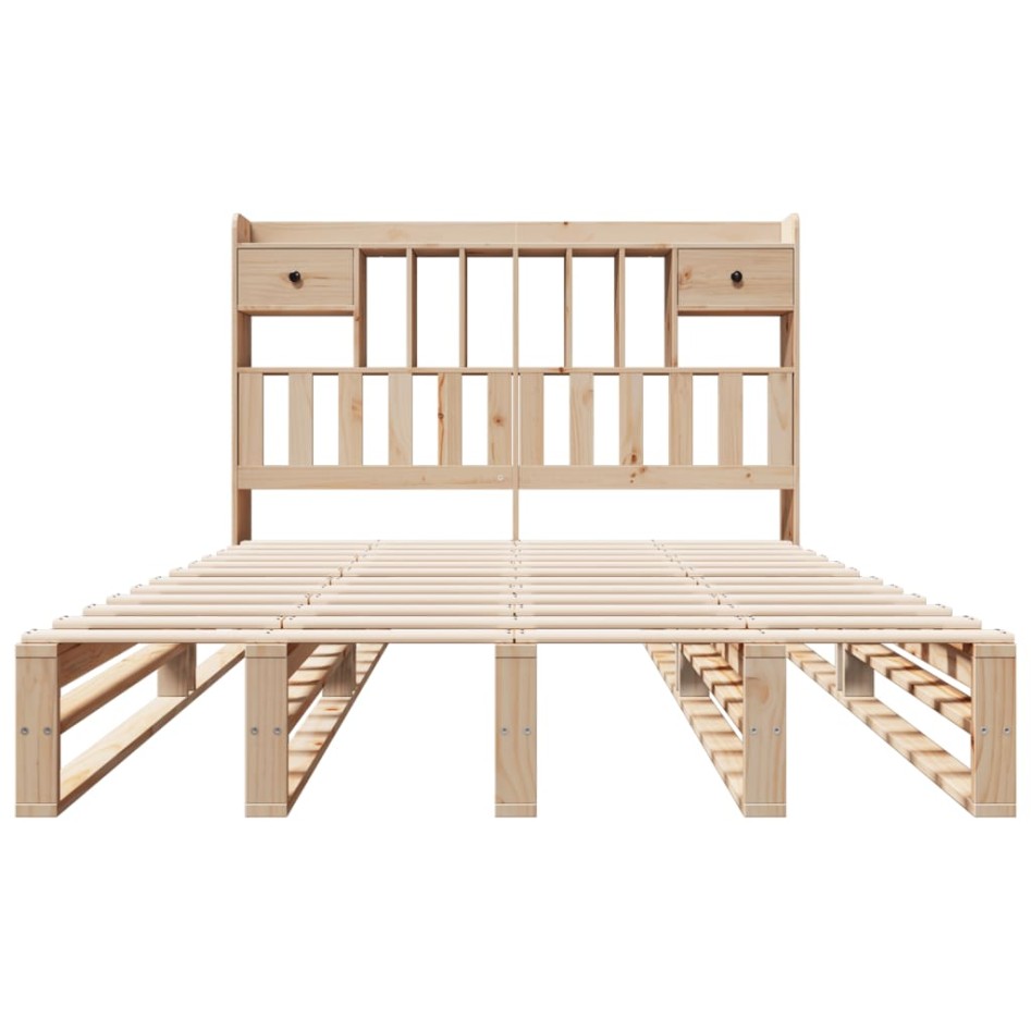 Cama con estantería sin colchón madera maciza de pino