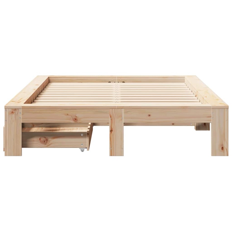 Estructura de cama sin colchón madera maciza de pino 120x190
