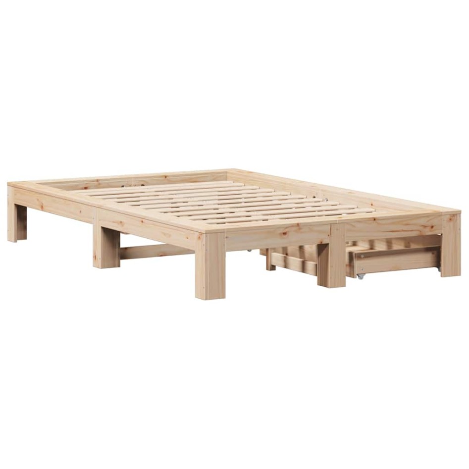 Estructura de cama sin colchón madera maciza de pino 120x190