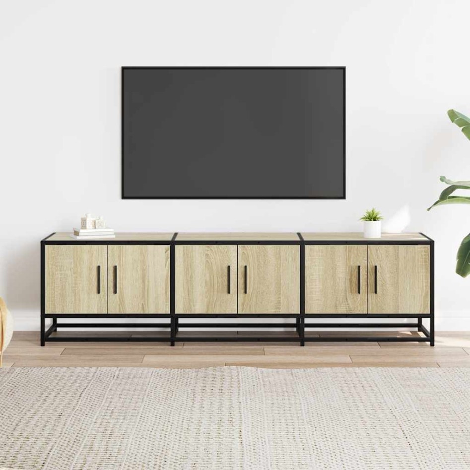 Mueble TV metal y madera ingeniería roble Sonoma 150x35x41