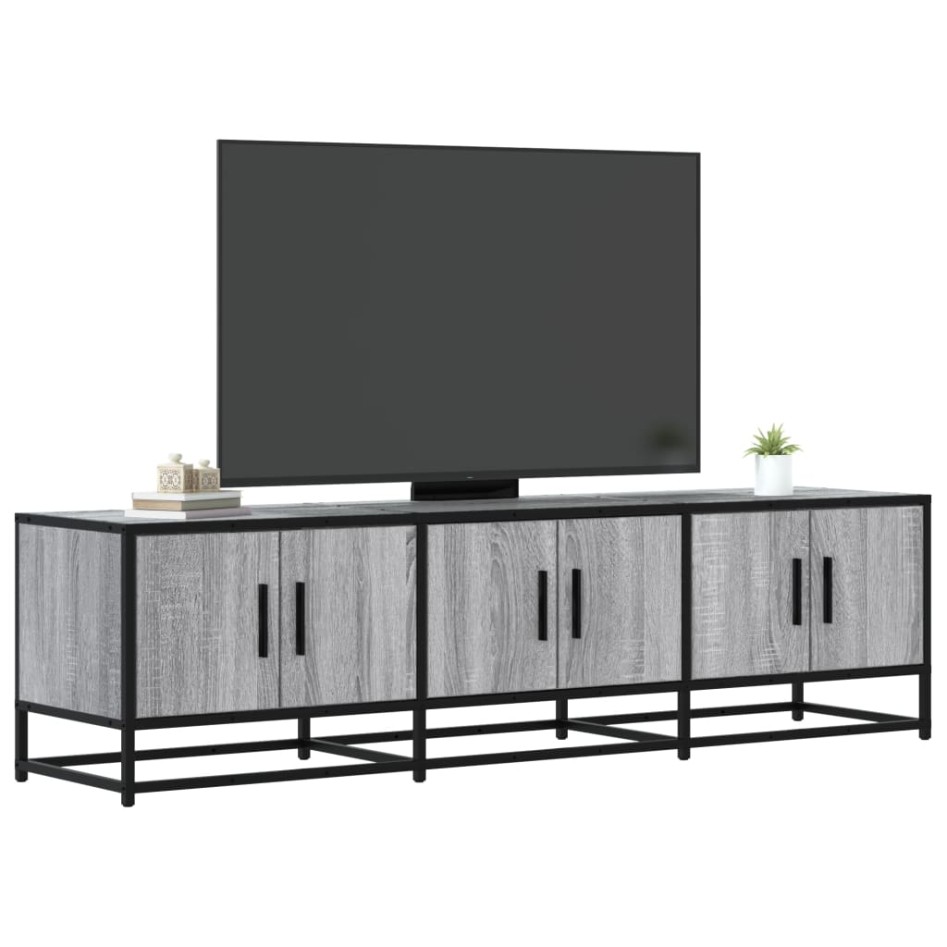 Mueble TV madera ingeniería y metal gris Sonoma 150x35x41