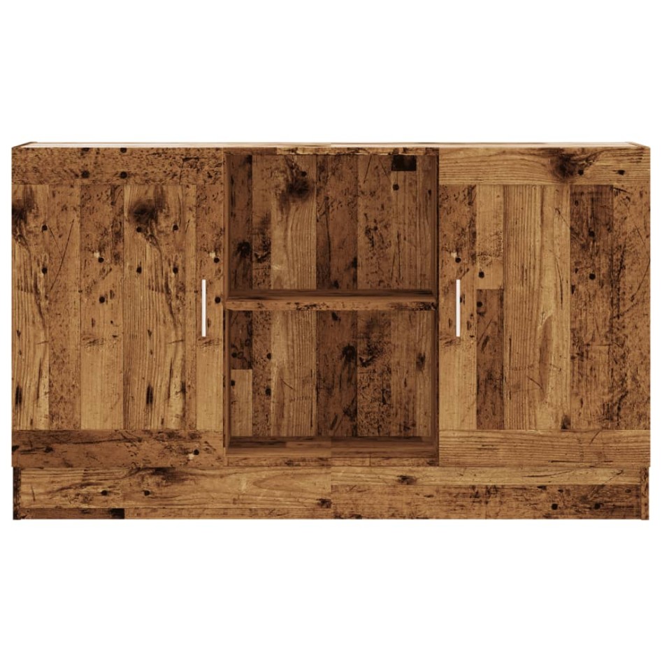 Aparador de madera ingeniería envejecida negro 120x30,5x70