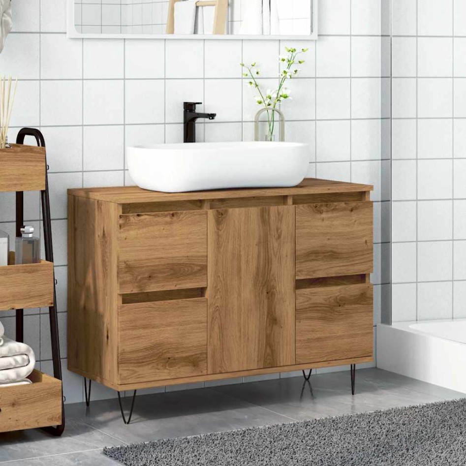 Mueble de baño madera de ingeniería roble artisan 80x33x60