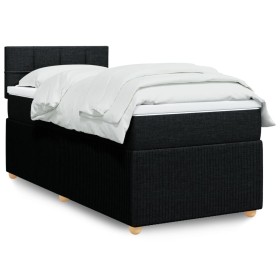 Cama box spring con colchón tela negro 80x200