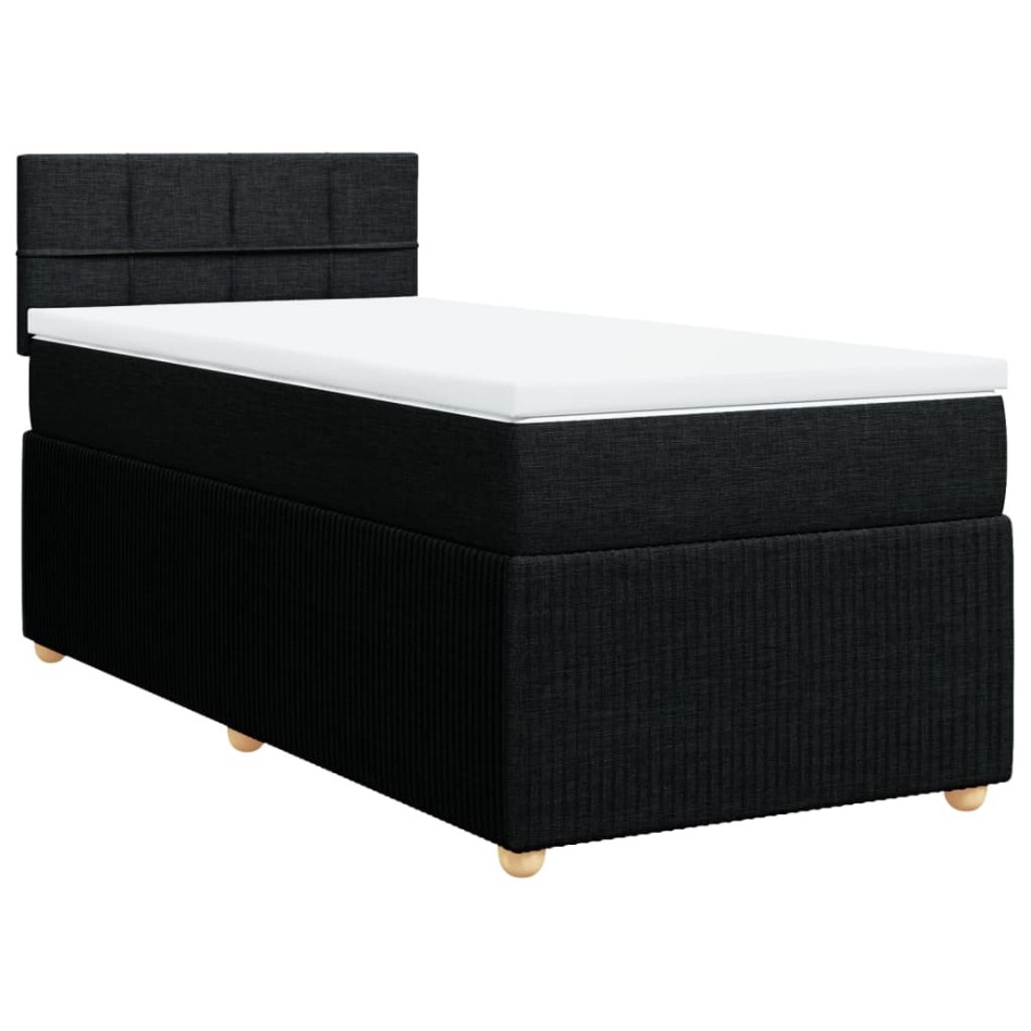 Cama box spring con colchón tela negro 80x200