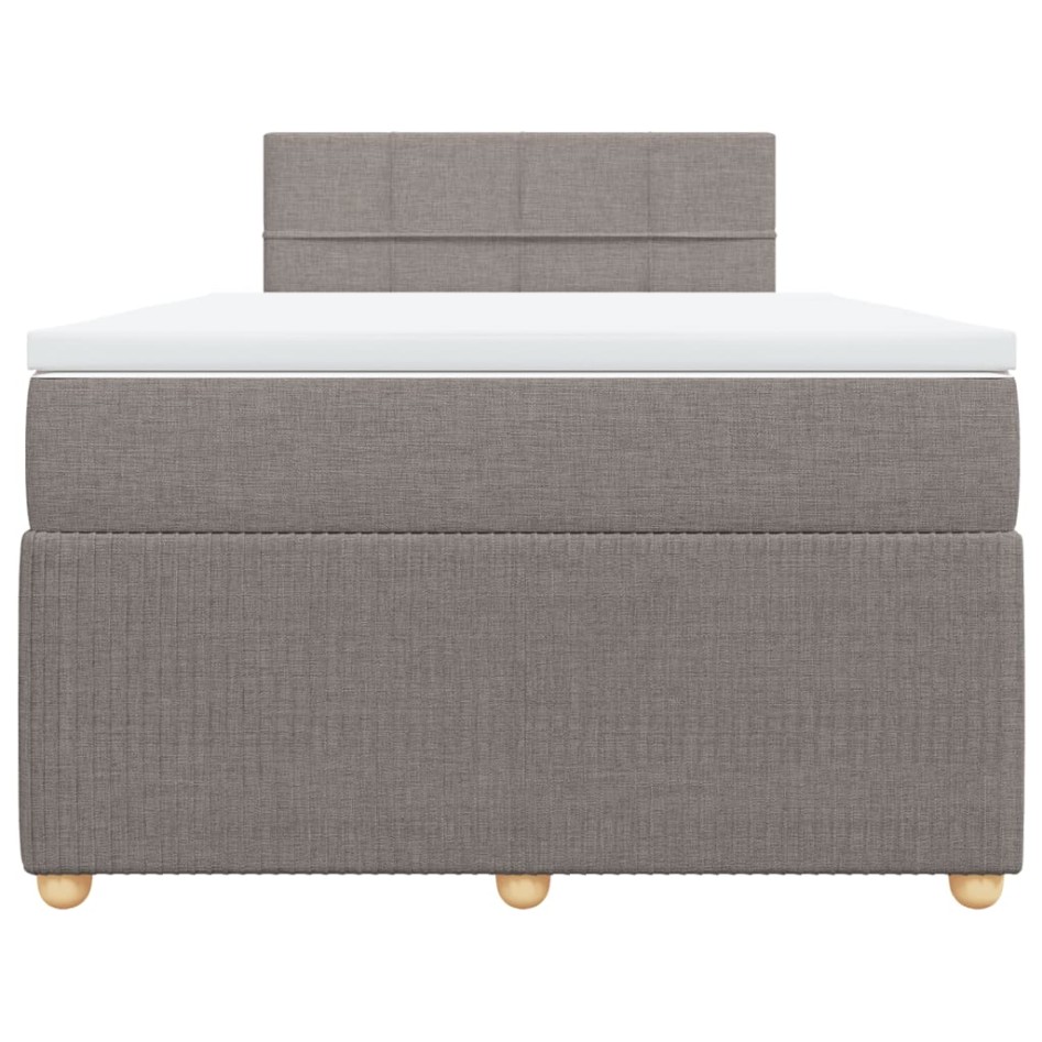 Cama box spring con colchón tela gris taupe 120x200